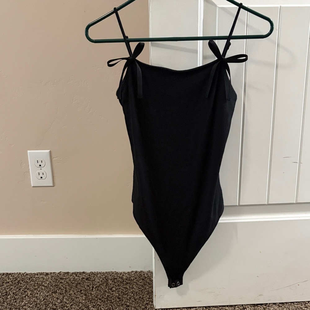 American Eagle Black Tie-Strap One-Piece Bodysuit